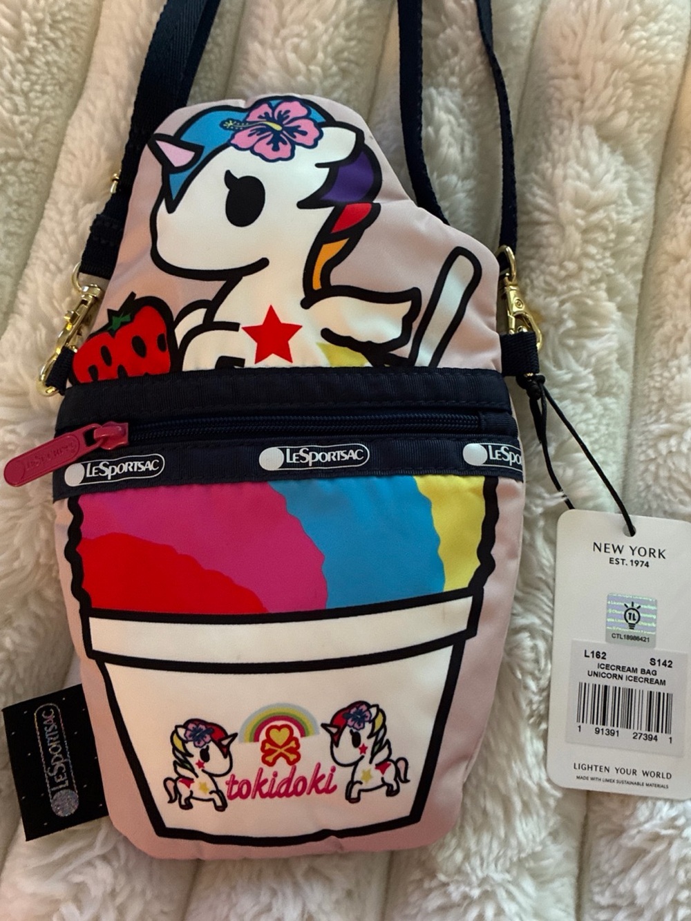 LeSportsac x tokidoki Pink Unicorn Snow Cone Crossbody Concert Bag - Picture 9 of 12